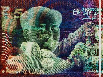 David LaChapelle, "Negative Currency: 5 Yuan Used as Negative, New York", 2010.