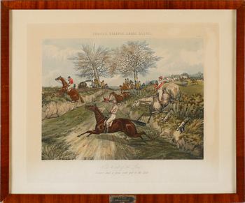 HENRY ALKEN, efter, 4 st, gravyrer, "Fores's Steeplechase Scenes", 1800-tal.