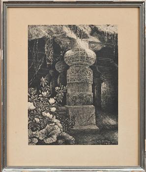GUSTAF DILLBERG, 3 st. Teckning. Signerad och daterad 1917.