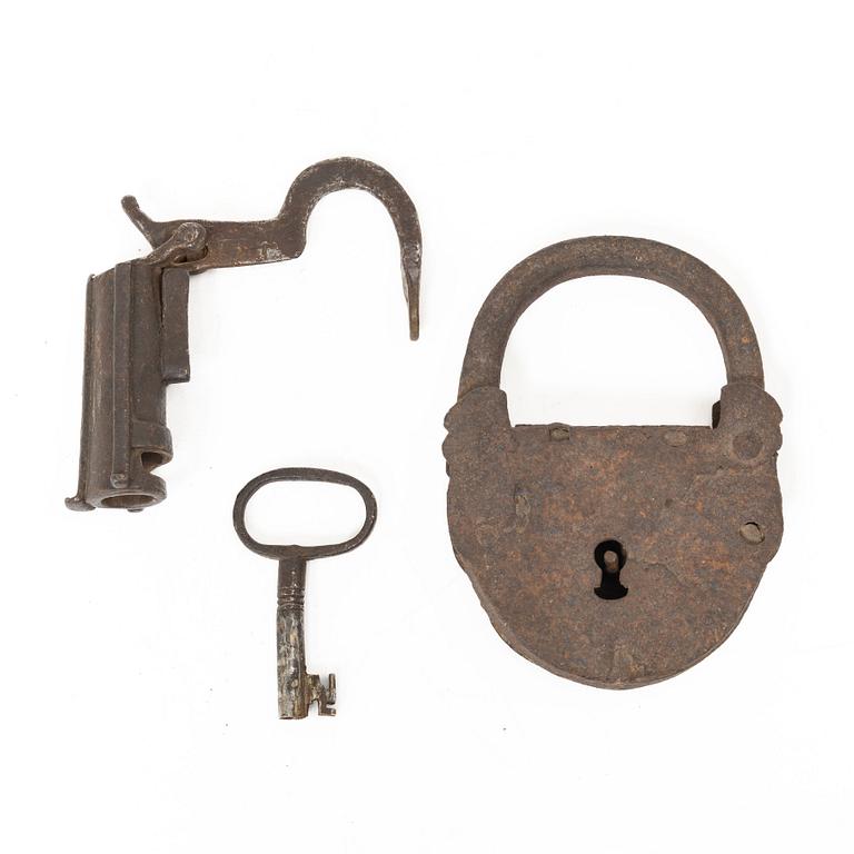 Two 18th century wrought iron locks.