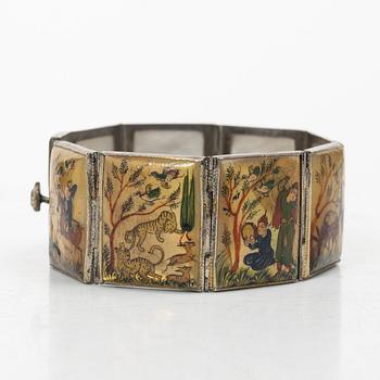 A silver and mother-of-pearl bracelet, Persia, circa 1900.