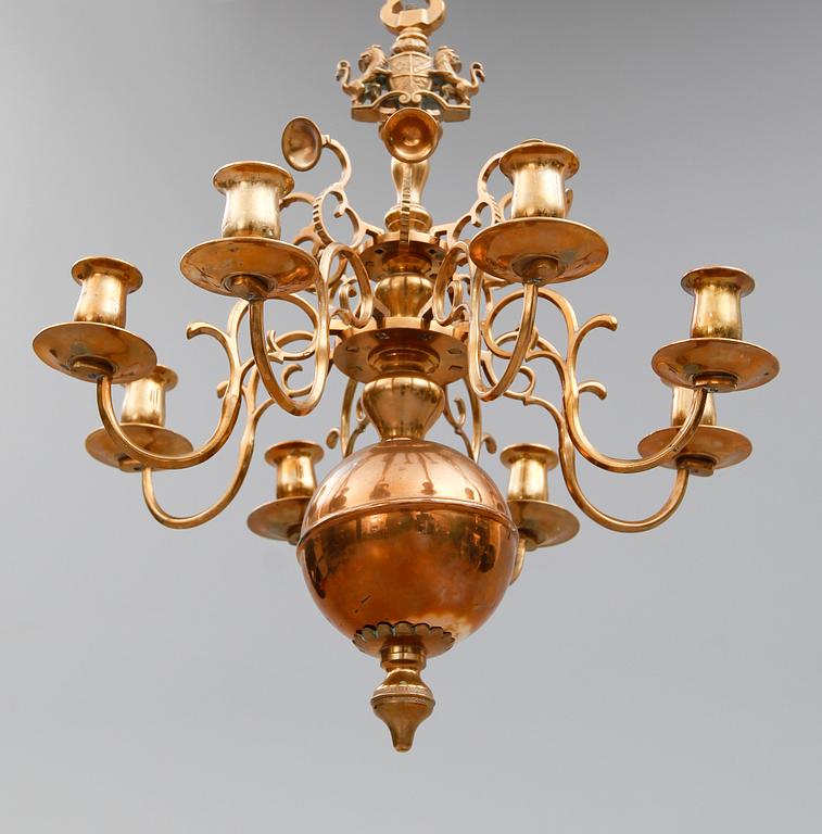 LJUSKRONA, mässing, barockstil, 1900-talets andra hälft.