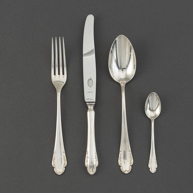 Bestick, 28 delar, silver, modell "Haga". Skandia Silver, Stockholm, 1930-tal.