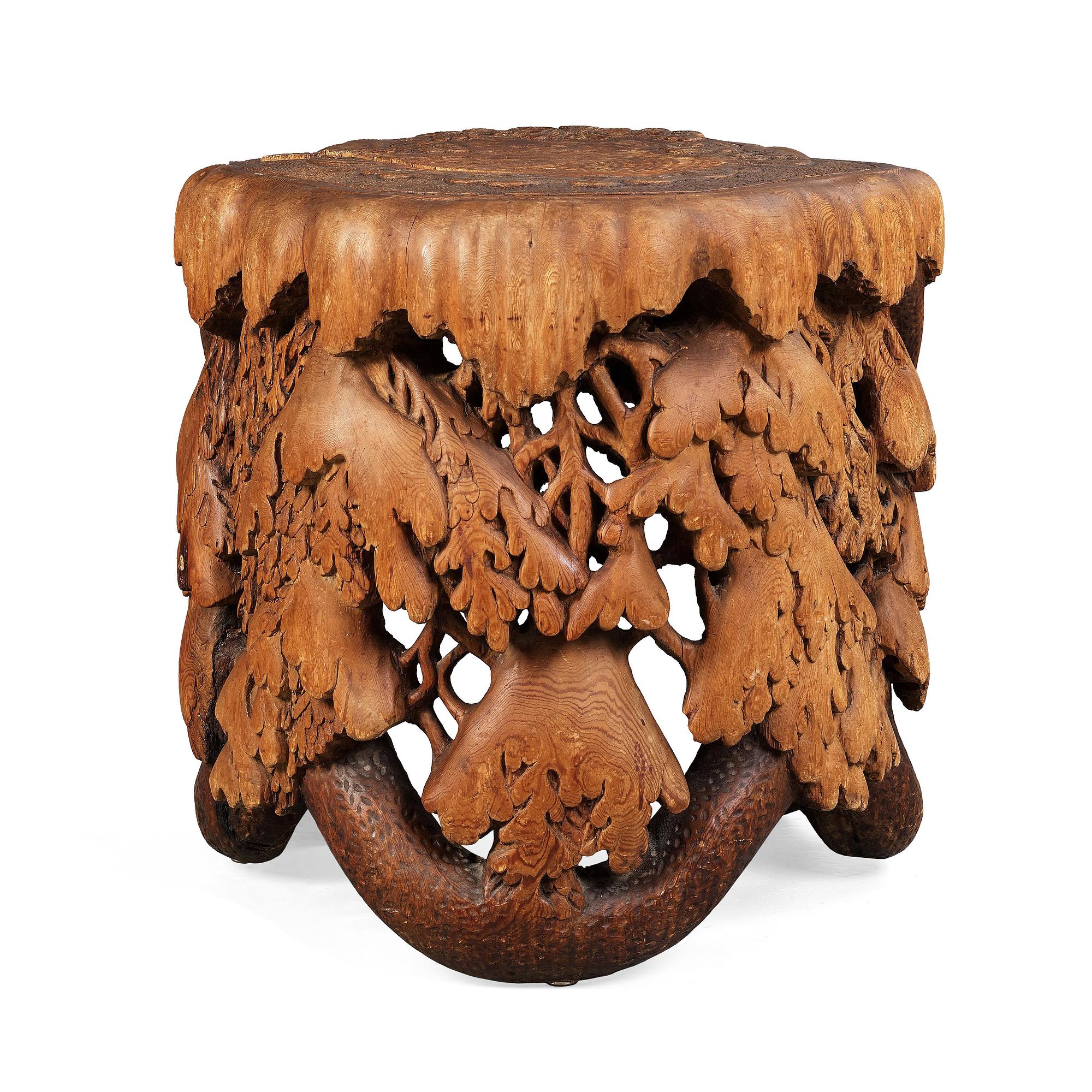 Knut Fjaestad, A Knut Fjaestad Art Nouveau sculptured pine table, Sweden ca 1900.