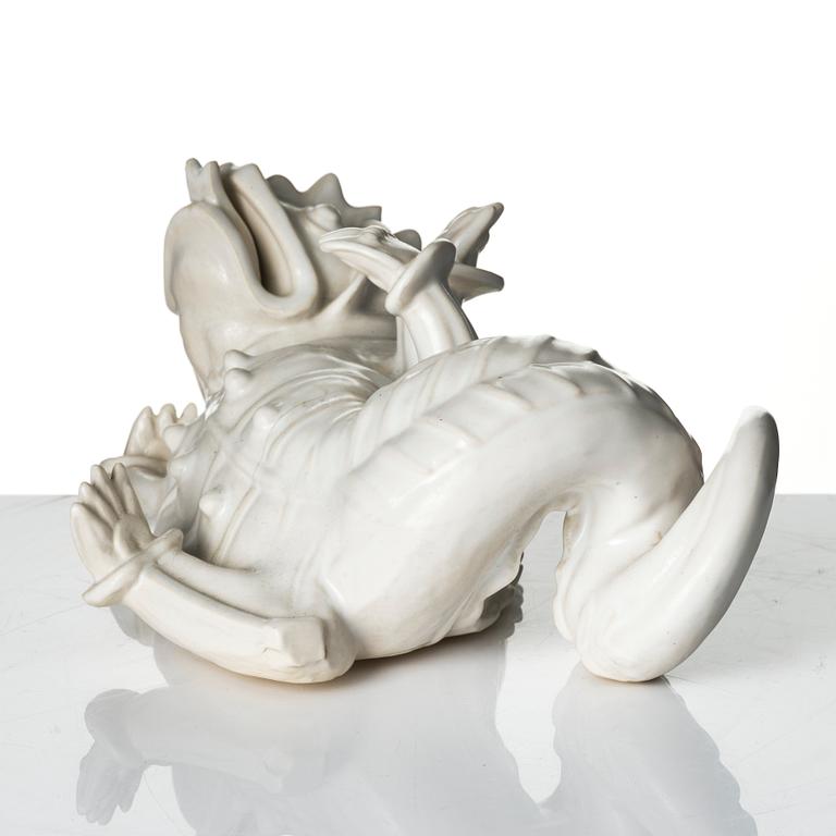 Wilhelm Kåge, two ceramic sculptures av dragons, Gustavsberg, ca 1940.