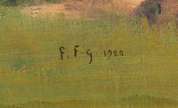 Felix Frang-Pahlama, öljy levylle, signeerattu ja päivätty 1920.