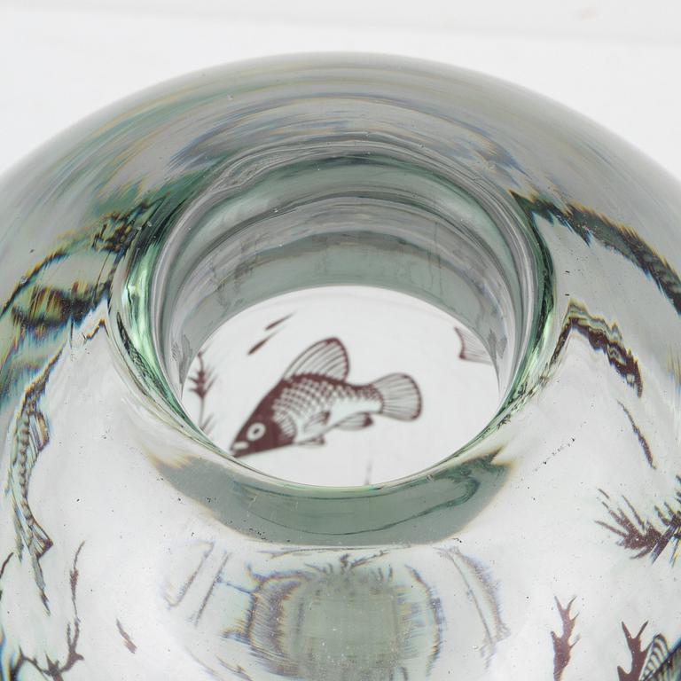 Edward Hald, vas, glas, "Fiskgraal", Orrefors, signerad.
