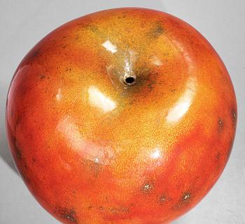 A Hans Hedberg faience sculpture of an apple, Biot, France.