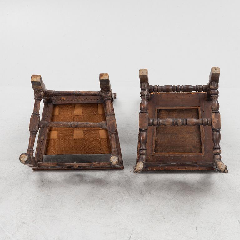 Two chairs, Baroque/Baroque style, circa 1900 with earlier parts.