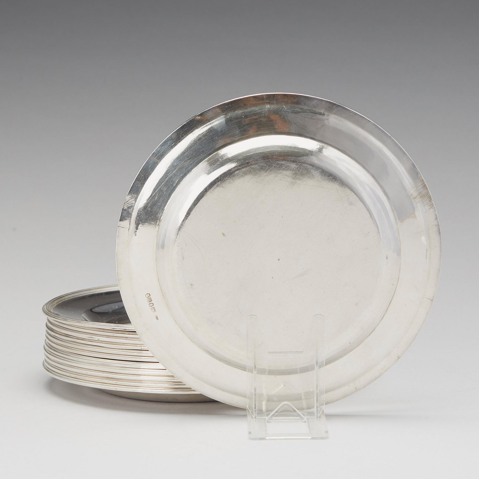 Hannah Northcote, tallrikar 12 st, silver, London 1807.