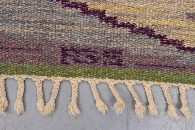 Anna-Greta Sjöqvist, "Lila diagonalen" flat weave, ca 244 x 172 cm, signed AGS.