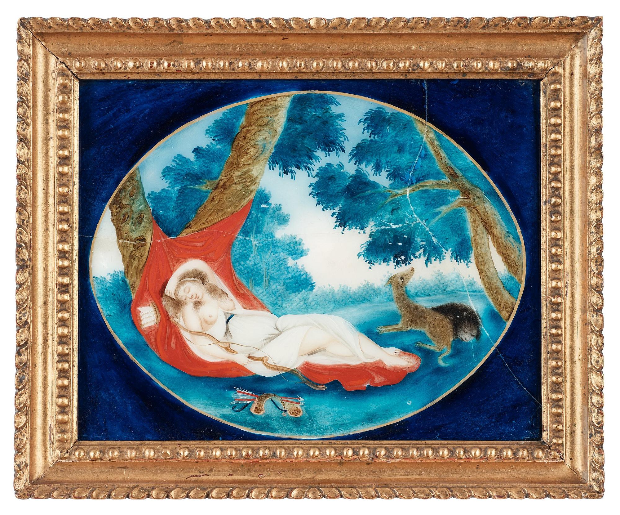 GLASMÅLNINGAR, ett par. Qing dynastin, 1800-tal.