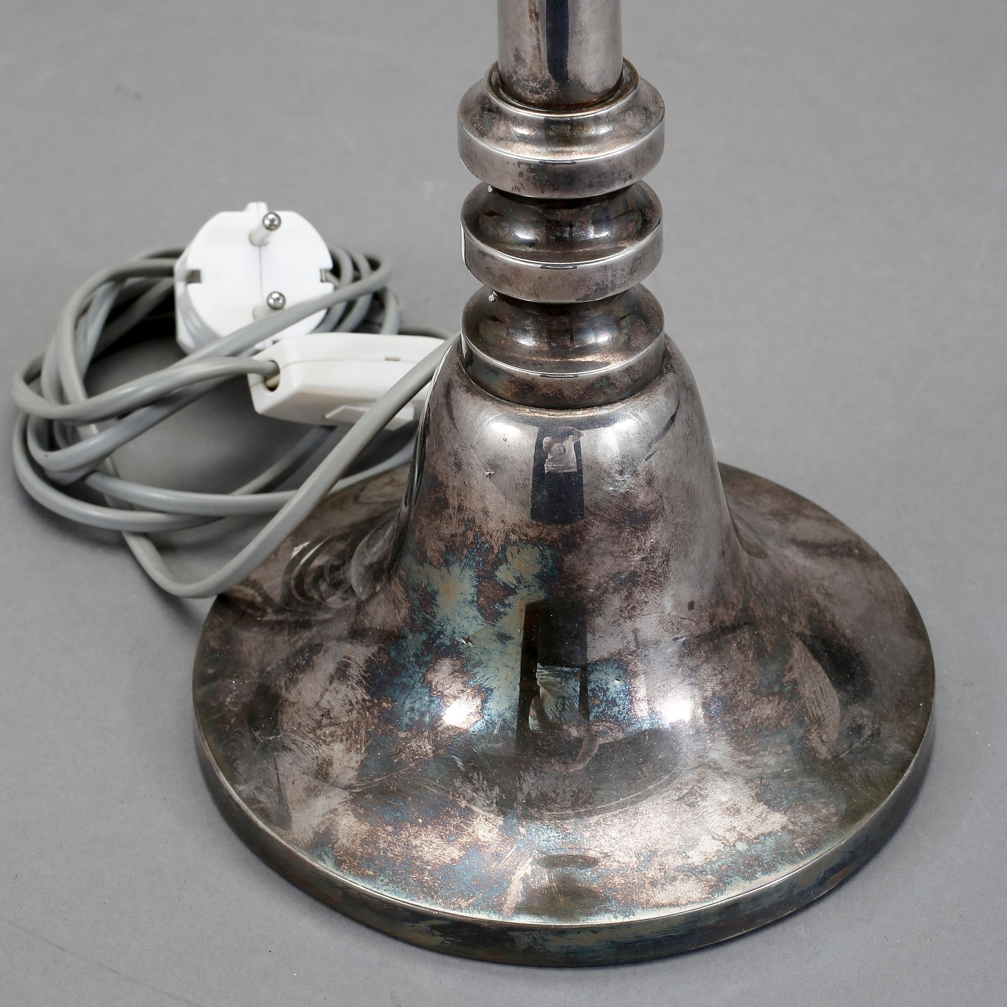 BORDSLAMPA, nysilver, 1920/30-tal.