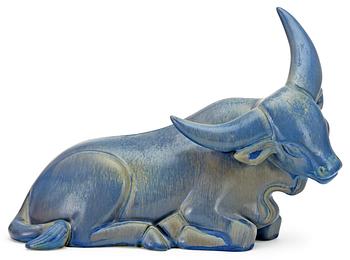 373. A Gunnar Nylund stoneware figure of a water buffalo, Rörstrand.