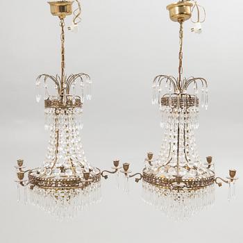 Chandeliers, a pair, Gustavian style, 20th century.