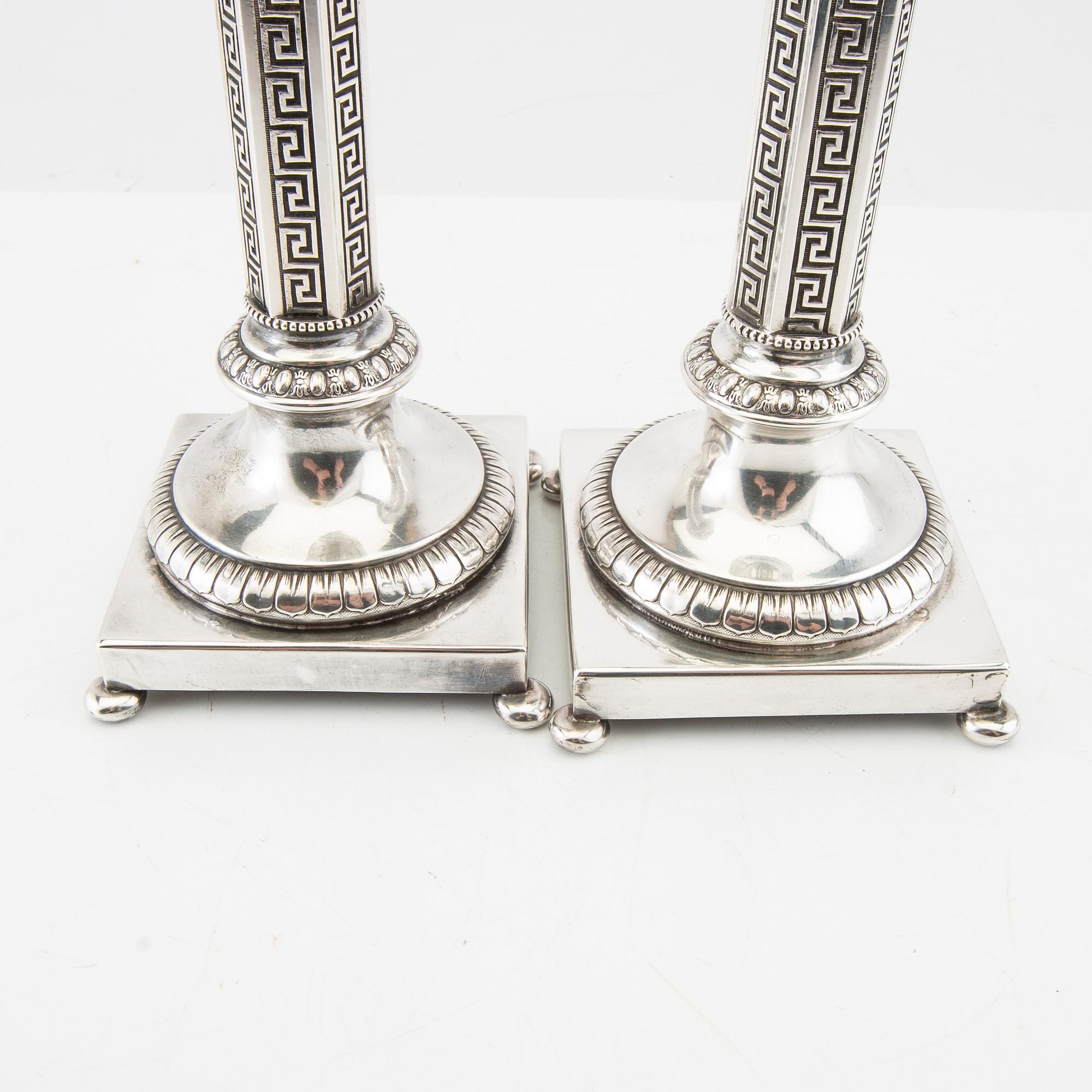 Bernard Hertz candlesticks, a pair, NS signed, circa 1900.