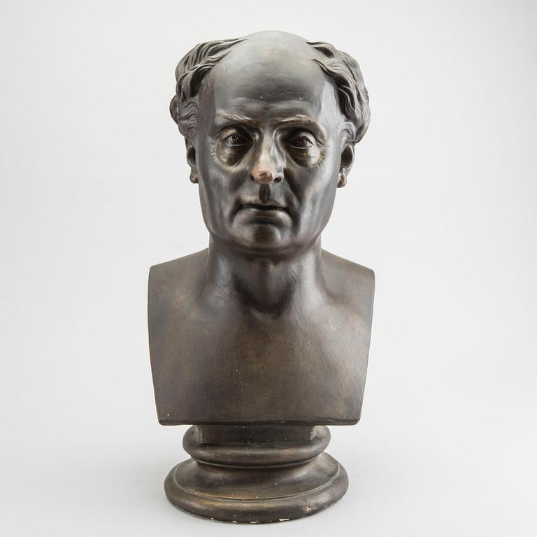 CARL ENEAS SJÖSTRAND, efter, gips, BYST, Runeberg, signerad Sjöstrand FECIT , Borgå 1857. 1800-talets andra hälft.