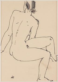 Wilhelm Kåge, two nude studies, ink.