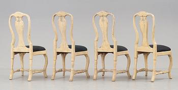 Eight Swedish Rococo 18th century chairs.