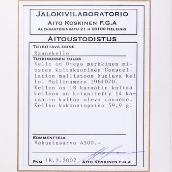 ARMBANDSUR, 18K guld, Omega Constellation, original läderrem.