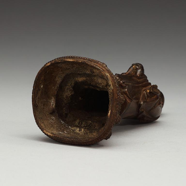 A bronze figure of a Lohan, Ming dynasty, 17th Century.