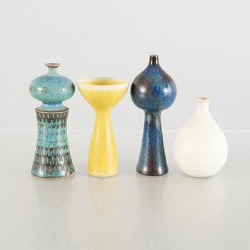 Stig Lindberg, a set of four miniature stoneware vases and two bowls, Gustavsberg Studio.