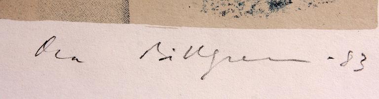 OLA BILLGREN, litografi, sign o dat 83, provtryck.