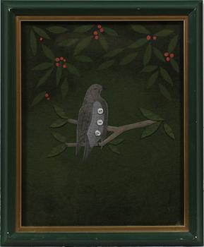 WIBEKE BECK FRIIS, textilcollage, monogramsign.