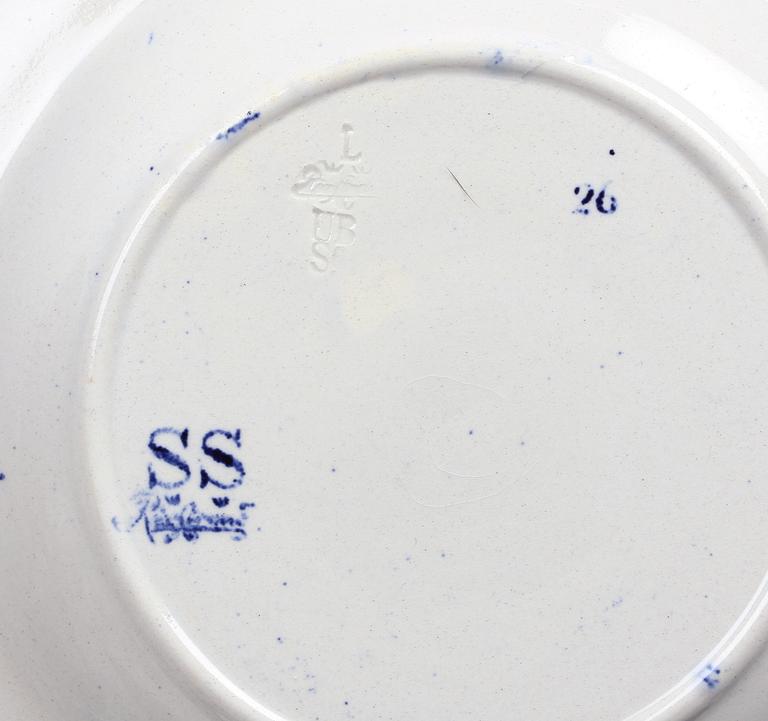 SERVISDELAR, 13 st. Flintgods. Rörstrand. "Svenska slott".