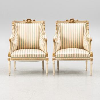 Fåtöljer,ett par,  Louis XVI-stil, 1900-talets början.