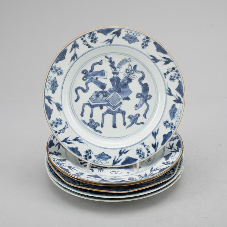 TALLRIKAR, 6 st, porslin, Kina, 1700-tal.