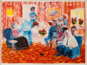 Peter Dahl, Interior with figures.