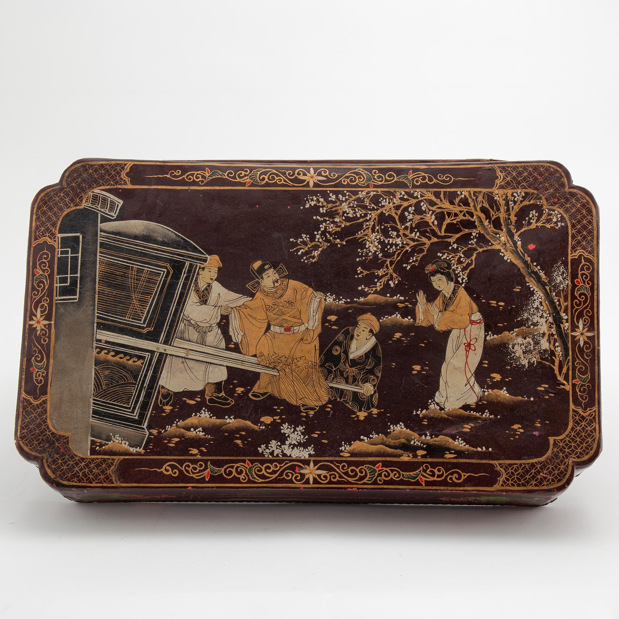A painted Japanese four tiered box, 20th Century.