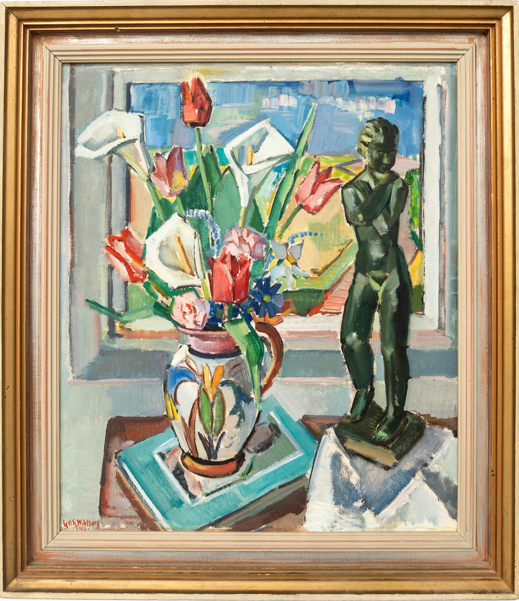 Gerhard Wihlborg, "Spring Flowers and Figurine".