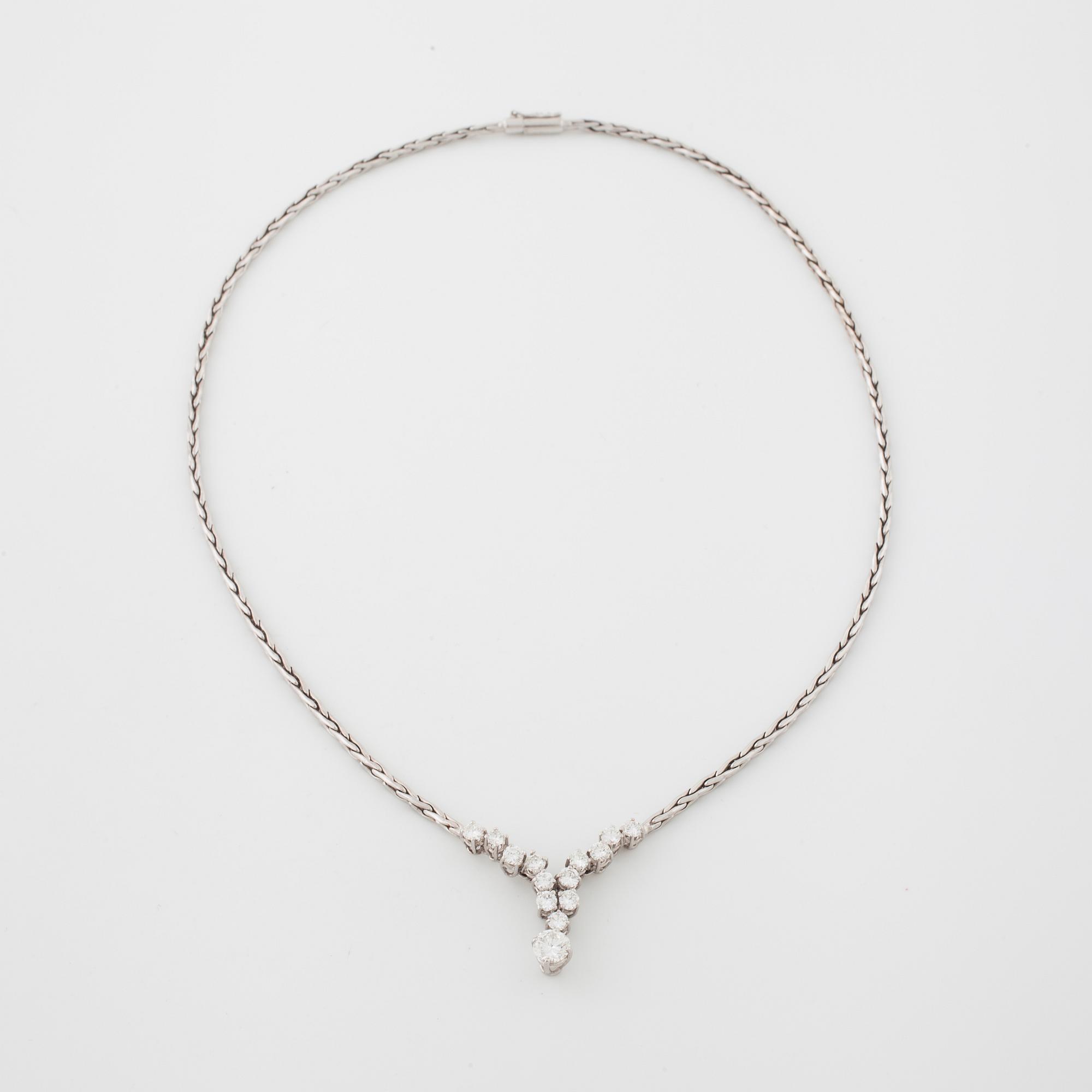 A brilliant cut diamond necklace with Swedish import mark.