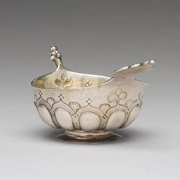 A Swedish 18th century parcel-gilt silver brandy bowl, mark of Hans Jacob Schmit, Karlskrona 1718.