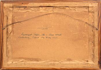 Okänd konstnär 1800-tal,  "Skeppet Tapperheten i storm utanför Londonderry, Irland, d 14 augusti 1825".