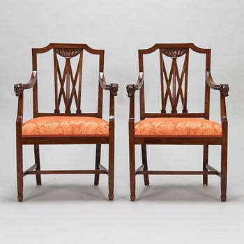 A pair of mahogany armchairs, England, second half of the 19th century.