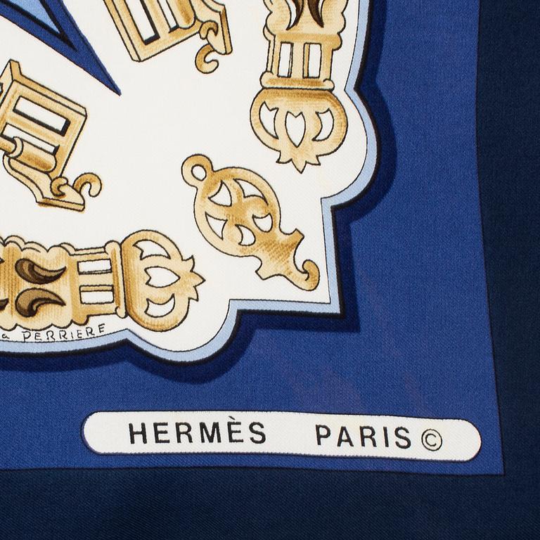 HERMÈS, scarf, "Les Eperons", Françoise de la Perrière, 1st and unique edition, 1976.