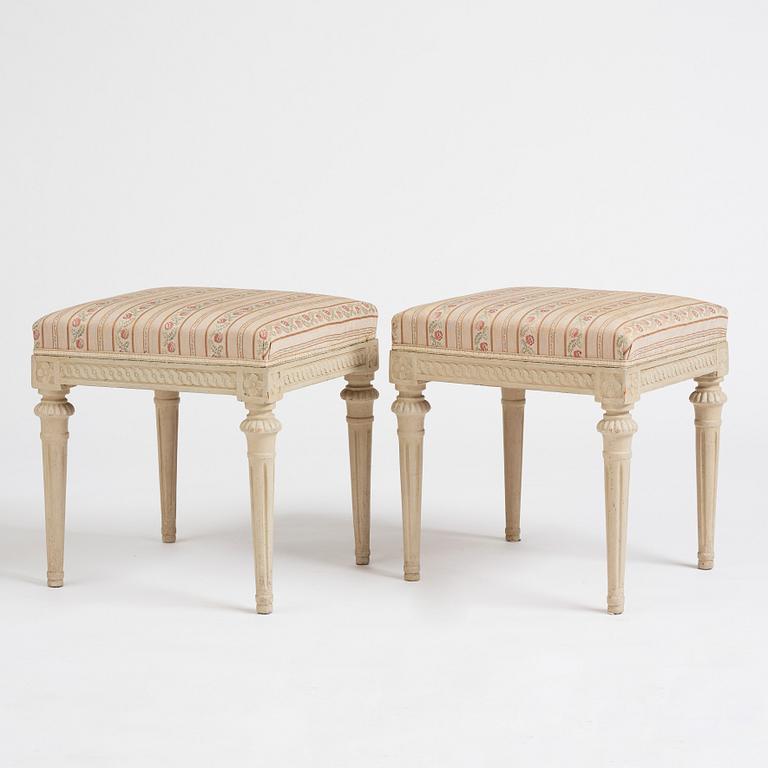 A pair of Gustavian stools by E Öhrmark.
