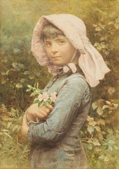 Henry James Johnstone, Girl with Wild Roses.