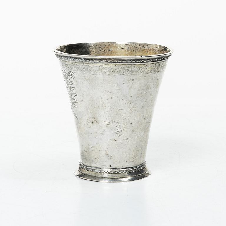 A Swedish silver Baroque beaker, mark of Anders Wibeck, Borås, 1728.