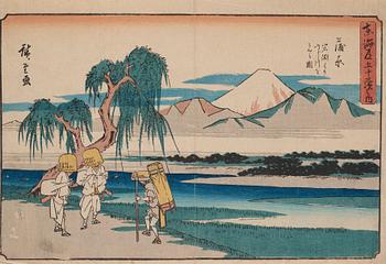 A Japanese colour woodblock print by Ando Hiroshige (1797-1859), circa 1841-44.