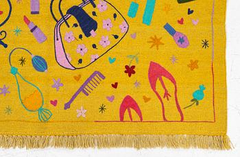 Matta, handbroderad Kelim, ca 176 x 121 cm.