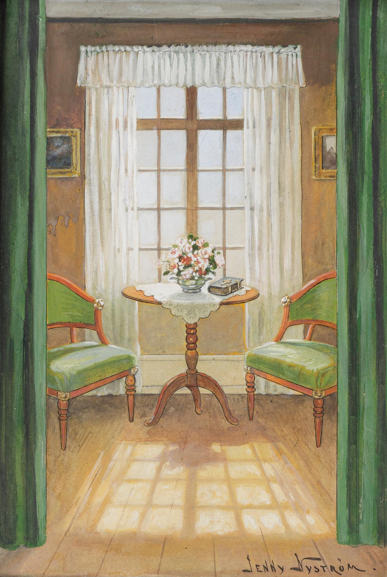 Jenny Nyström, Interiör med karmstolar.