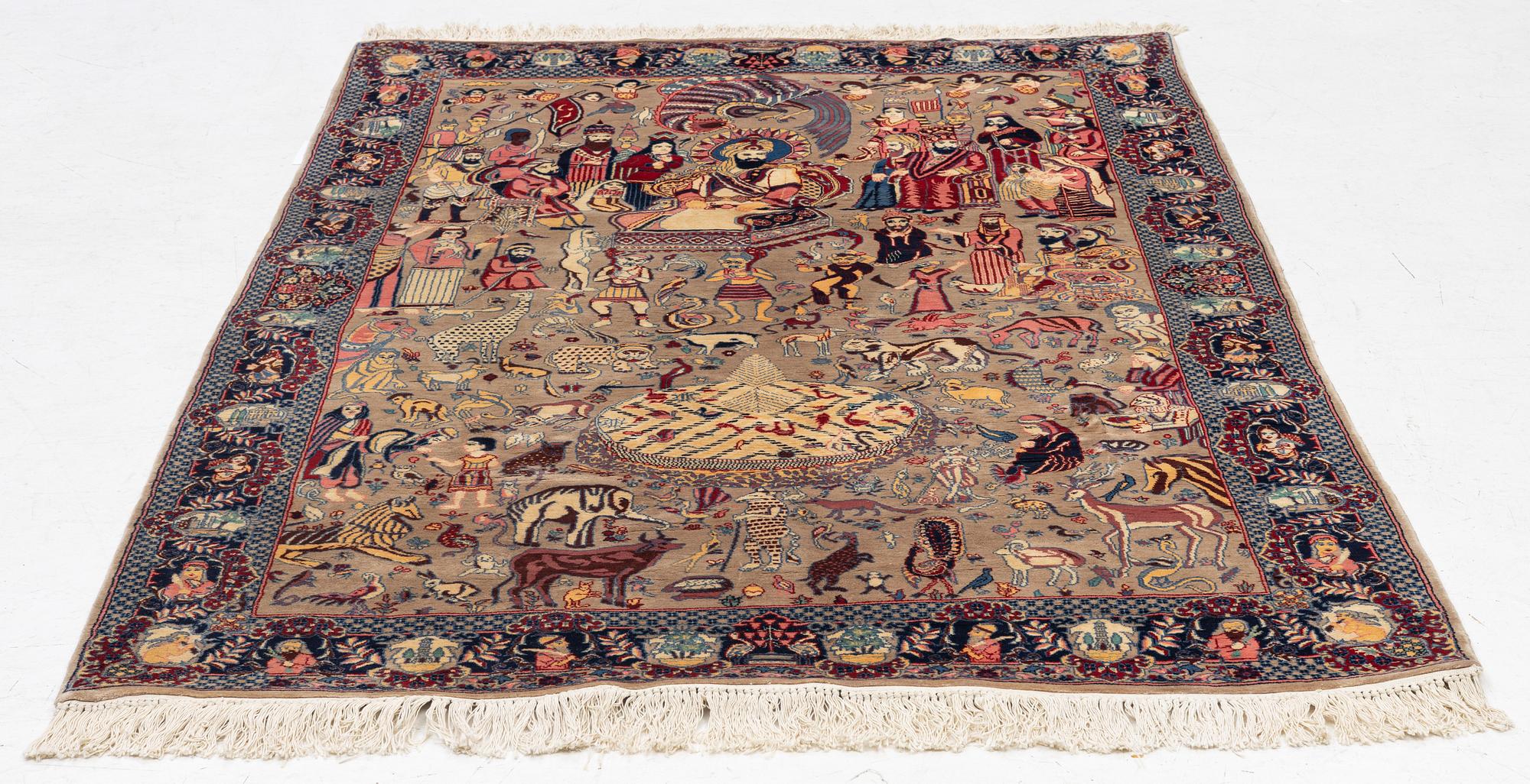 Matta, Kashmir, figural, ca 214 x 139.