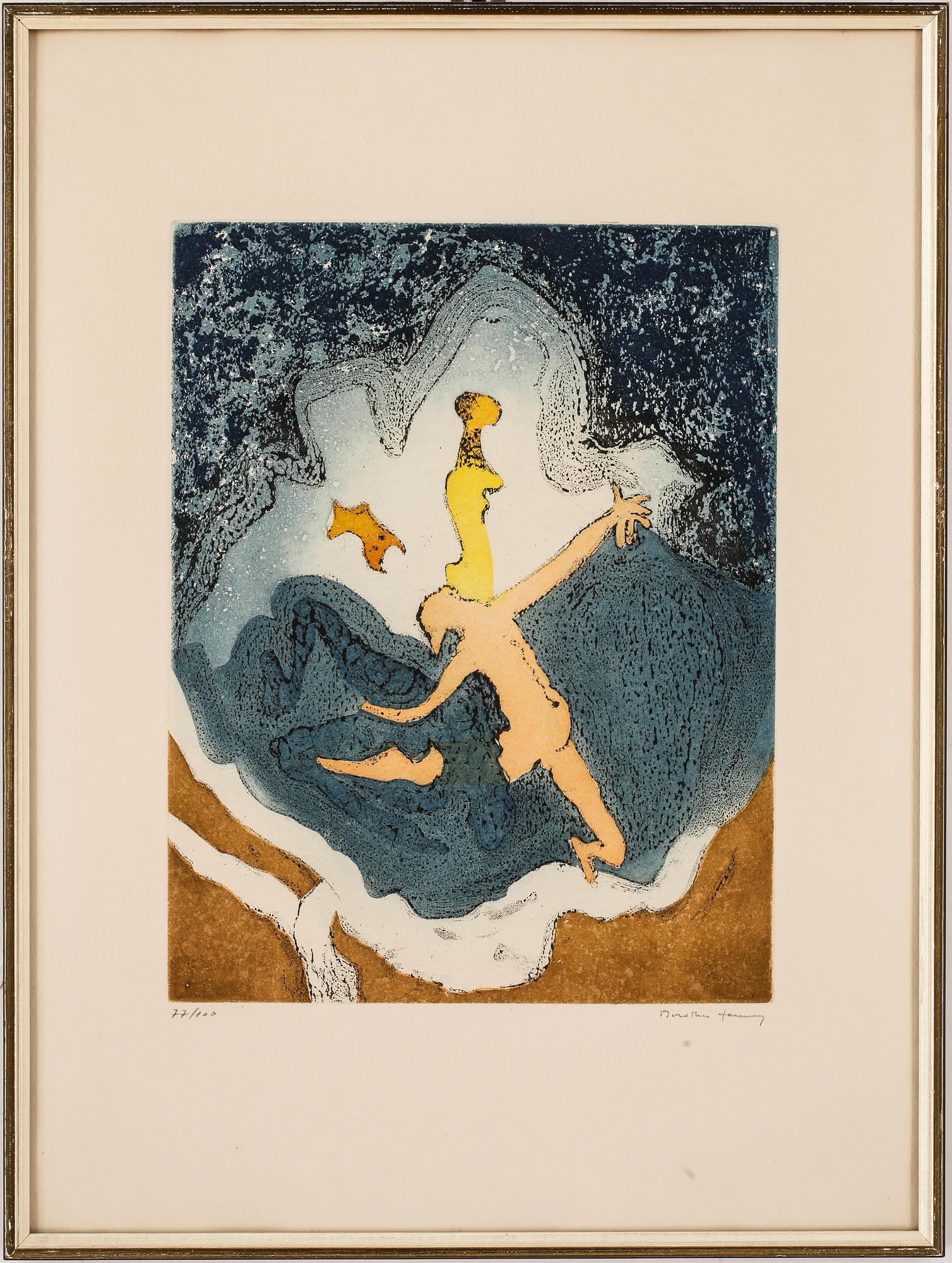 DOROTHEA TANNING, färgetsningar, 4 st, signerade och numrerade 77/100.