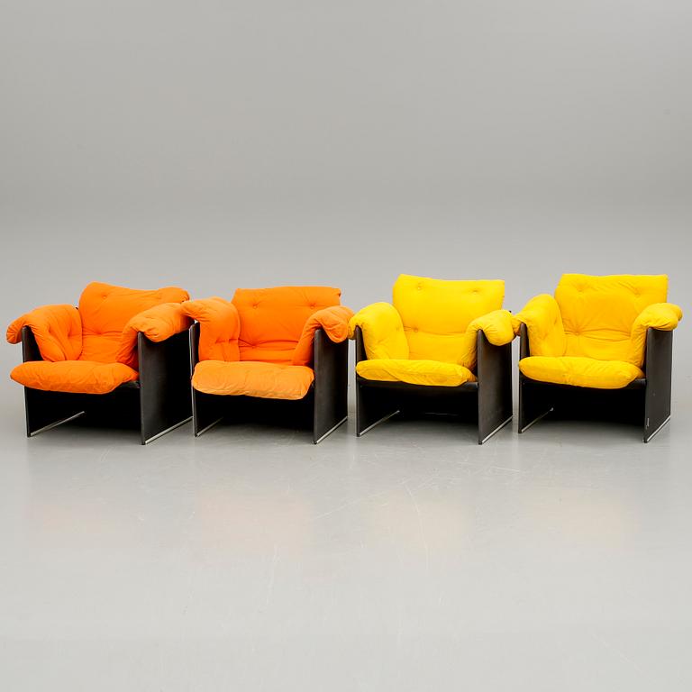 FÅTÖLJER, 4 stycken, troligen Danmark, 1970-tal.