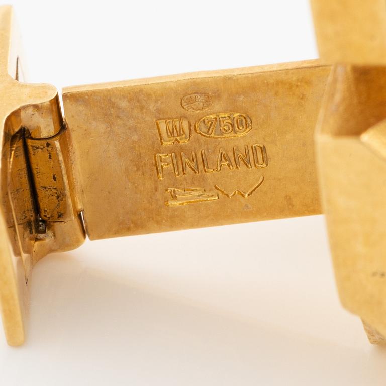 Björn Weckström, a pair of cufflinks 18K gold with enamel, Finland. By Lapponia.