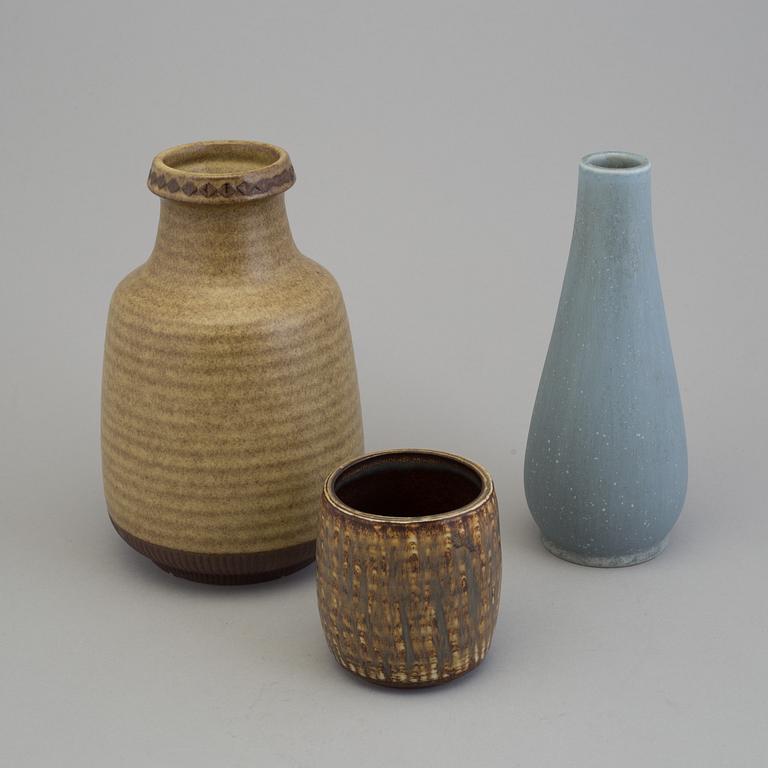 3 stoneware vases by Gunnar Nylund for Rörstrand.